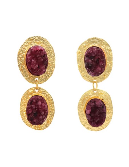 Gold plated party earrings with irregular stones