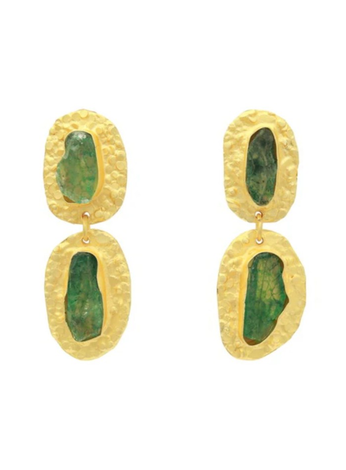 Boucles d'oreilles de fête plaquées or avec pierres irrégulières