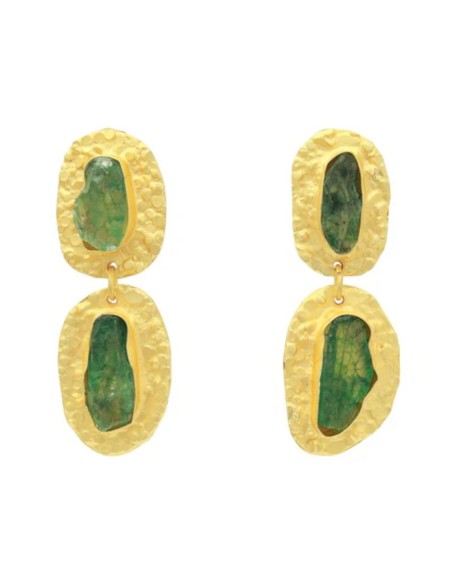 Gold plated party earrings with irregular stones