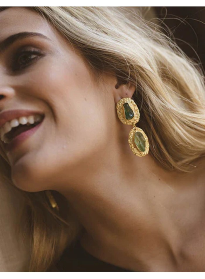 Boucles d'oreilles de fête plaquées or avec...