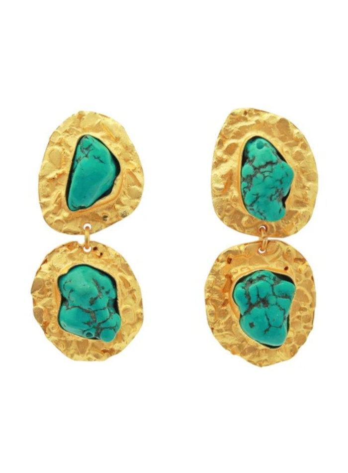 Boucles d'oreilles de fête plaquées or avec pierres irrégulières