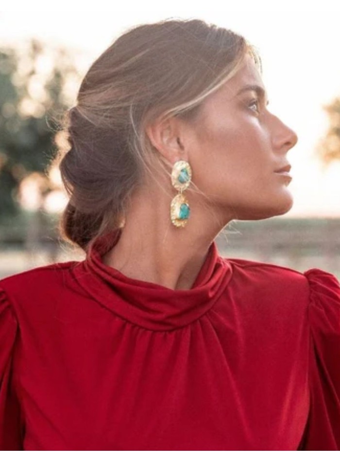 Boucles d'oreilles de fête plaquées or avec...