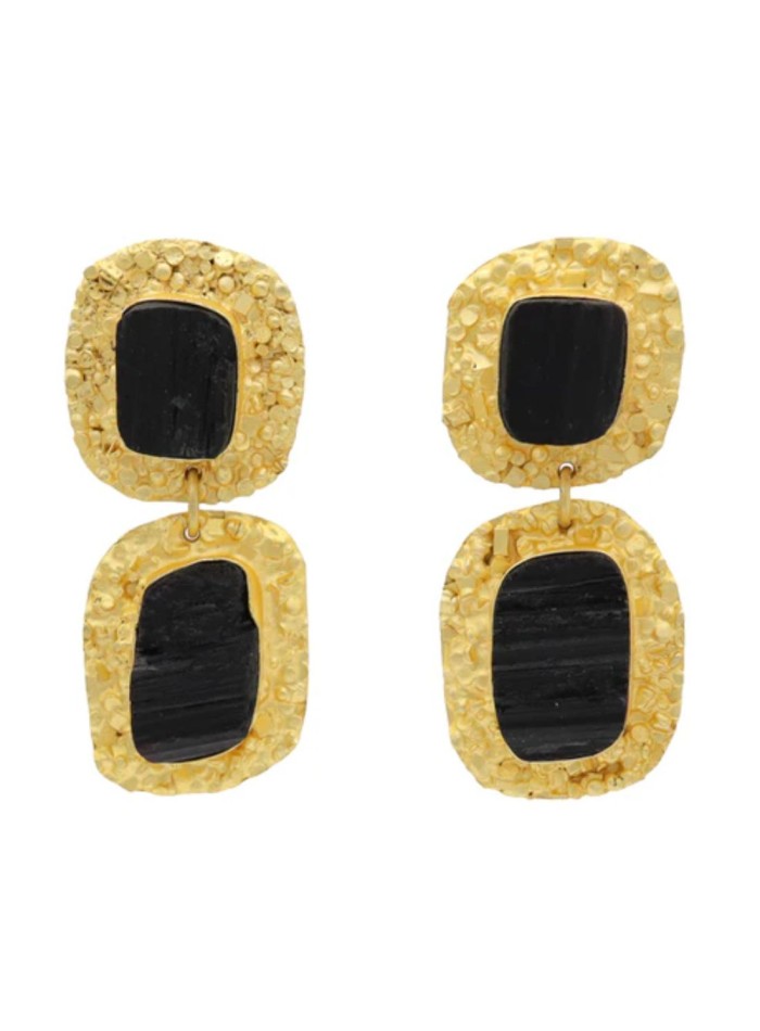 Pendientes de fiesta dorados con piedras irregulares