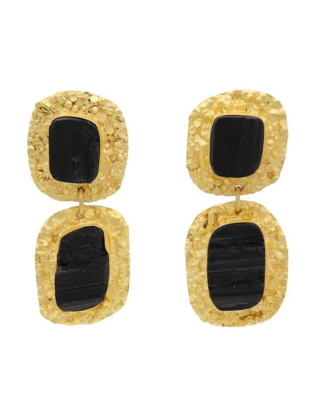 Pendientes de fiesta dorados con piedras irregulares