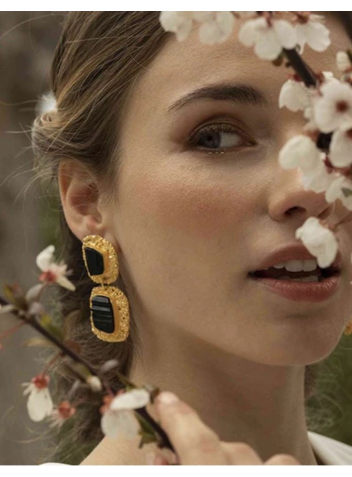 Boucles d'oreilles de fête plaquées or avec...