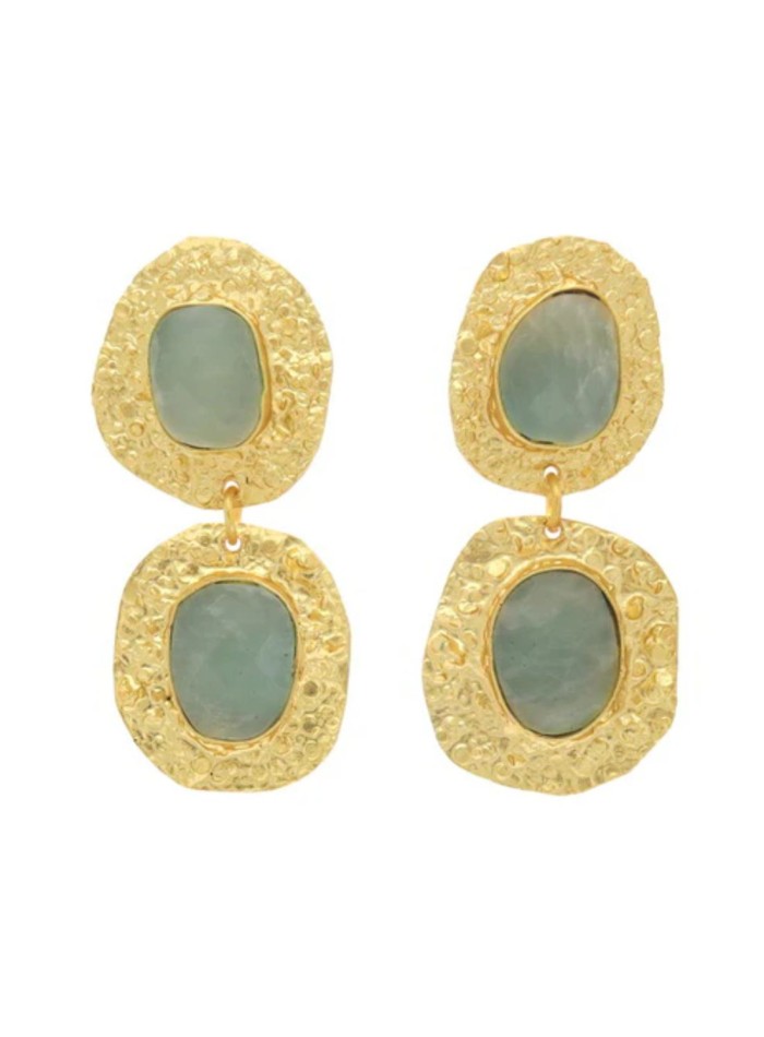 Gold plated party earrings with irregular stones