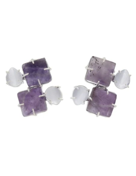 Amethyst and white natural stone earrings - Invitada Perfecta