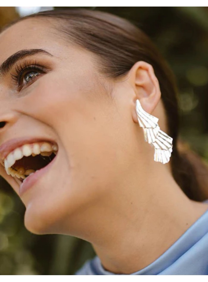 Silver plated overlay party earrings