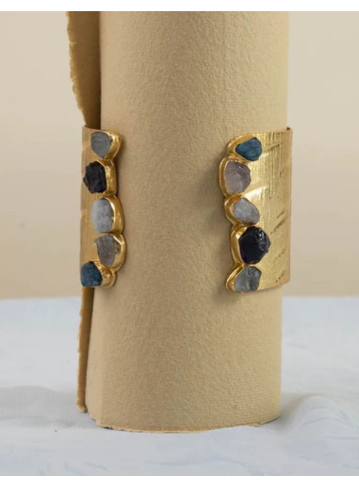 Gold plated party bracelet with natural stones