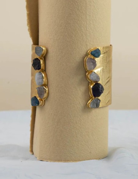 Bracelet de fête plaqué or avec pierres naturelles