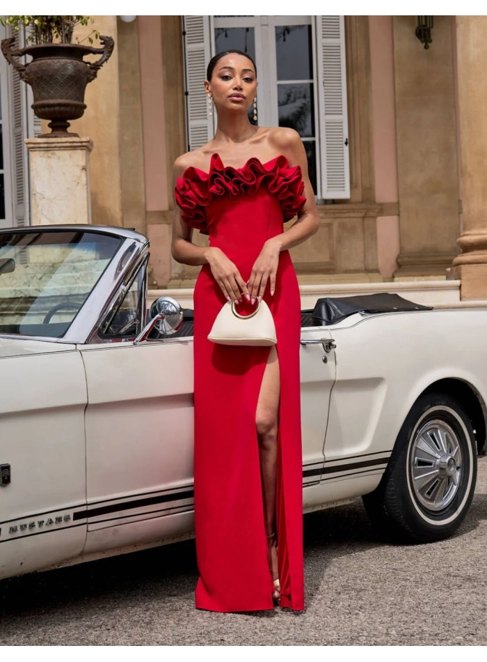 Vestido largo para evento con escote palabra de...