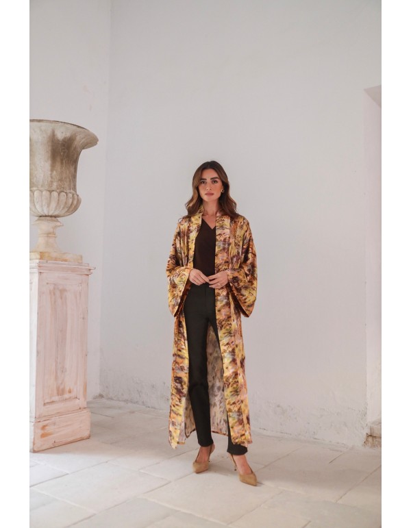 Long printed kimono