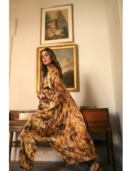 Long printed kimono