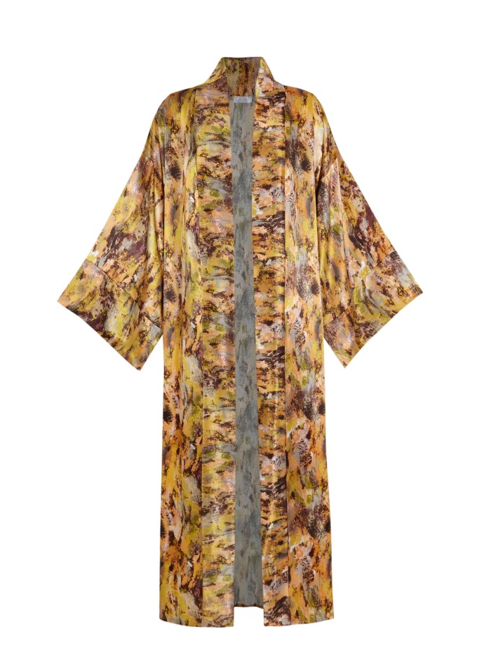 Long printed kimono