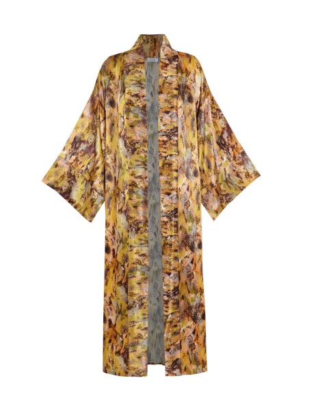 Long printed kimono