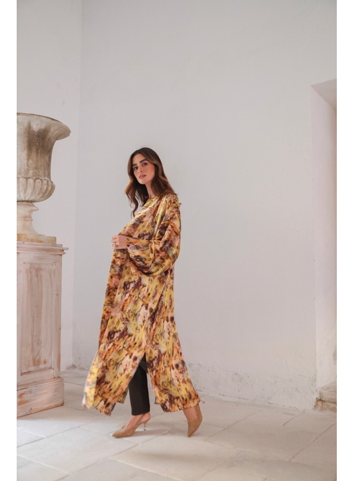 Long printed kimono