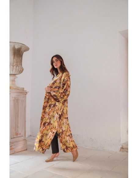 Long printed kimono