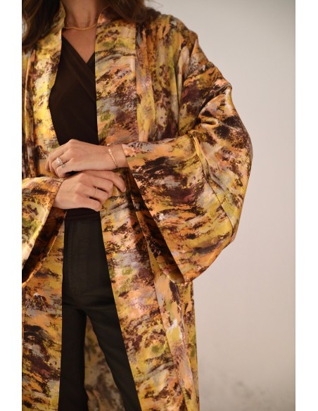 Long printed kimono