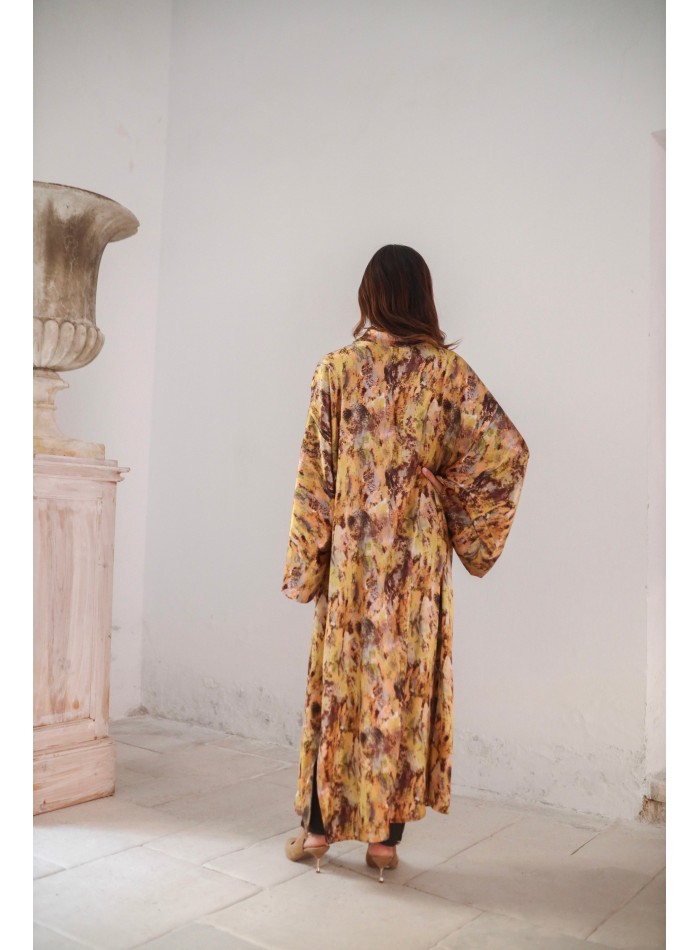 Long printed kimono