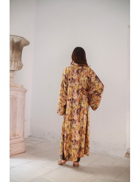 Long printed kimono
