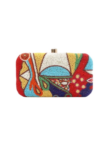 Hand embroidered bag with colored beads