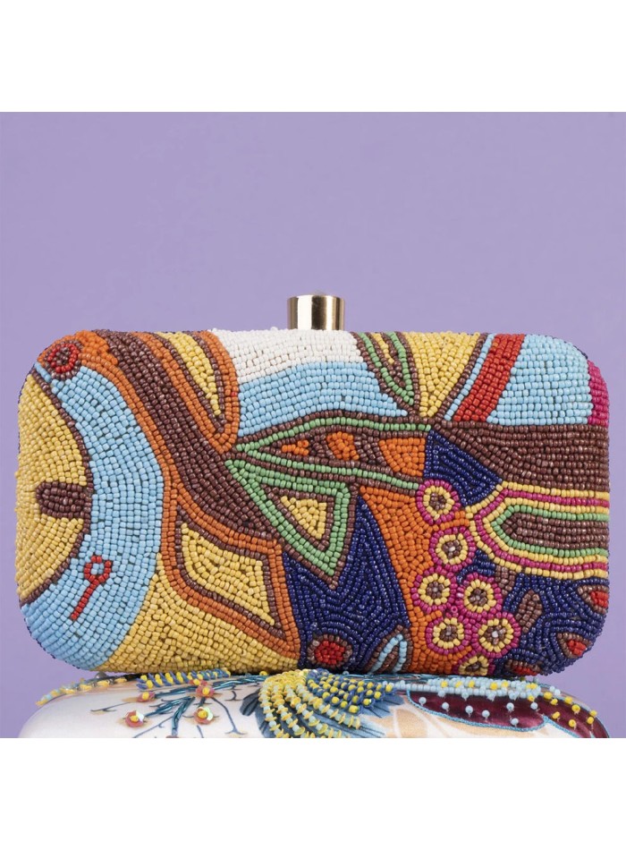 Hand embroidered bag with colored beads