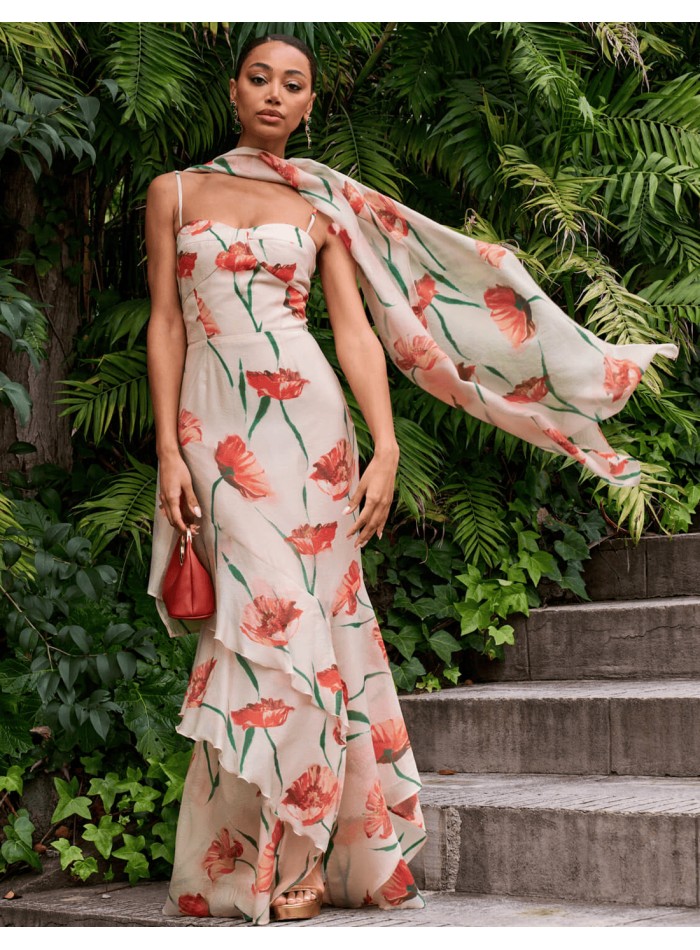 Robe d'invité de mariage à imprimé floral