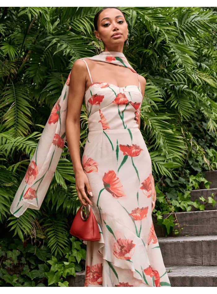 Robe d'invité de mariage à imprimé floral