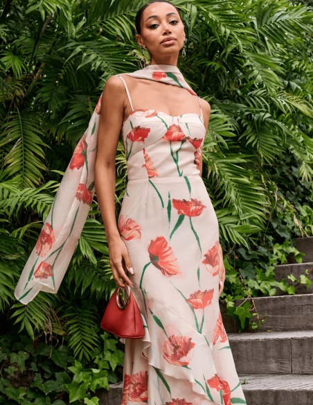 Robe d'invité de mariage à imprimé floral
