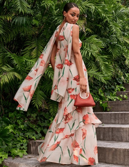 Floral print wedding guest dress