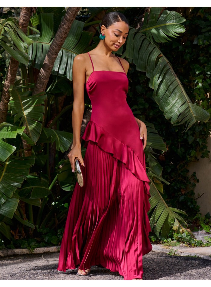 Robe de soirée longue marron avec dos croisé