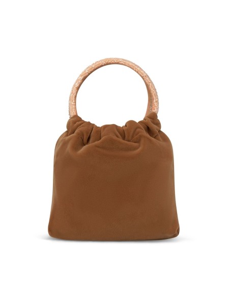 Bolso de invitada en terciopelo con asa dorada