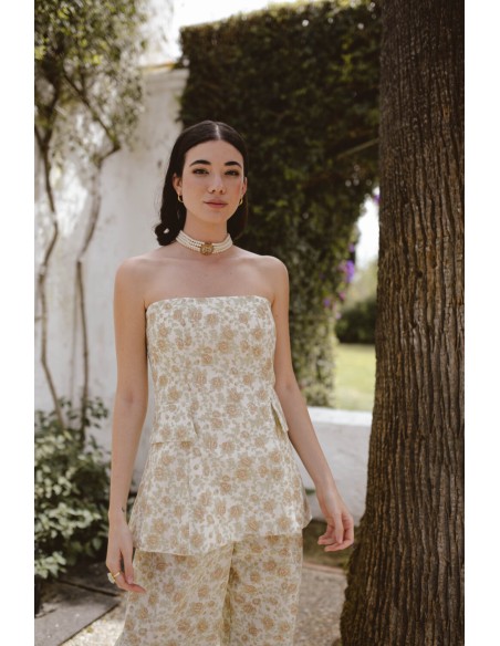 Top palabra de honor con estampado de flores