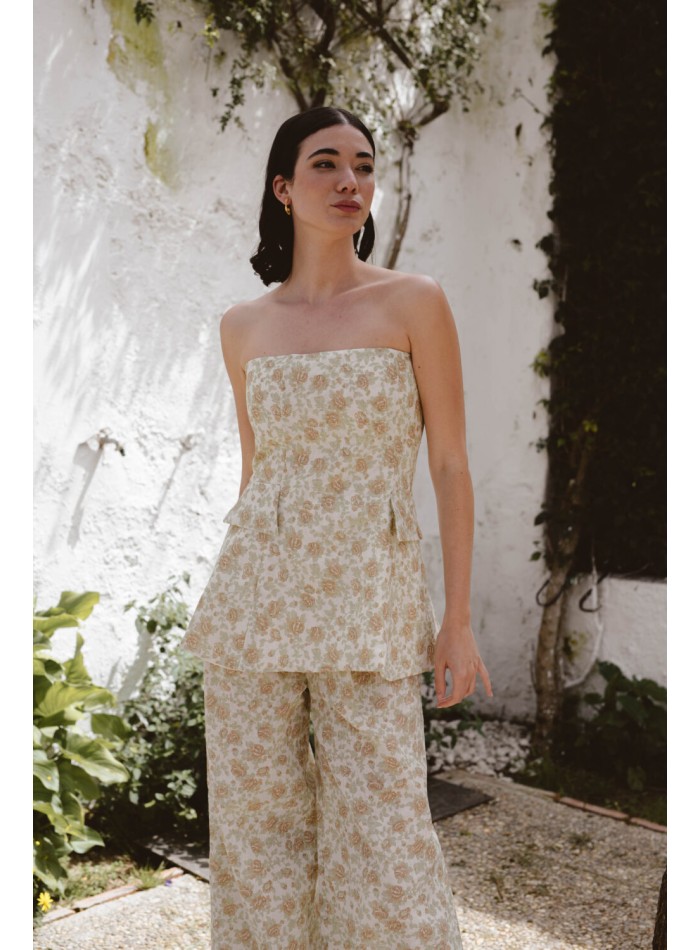 Top palabra de honor con estampado de flores