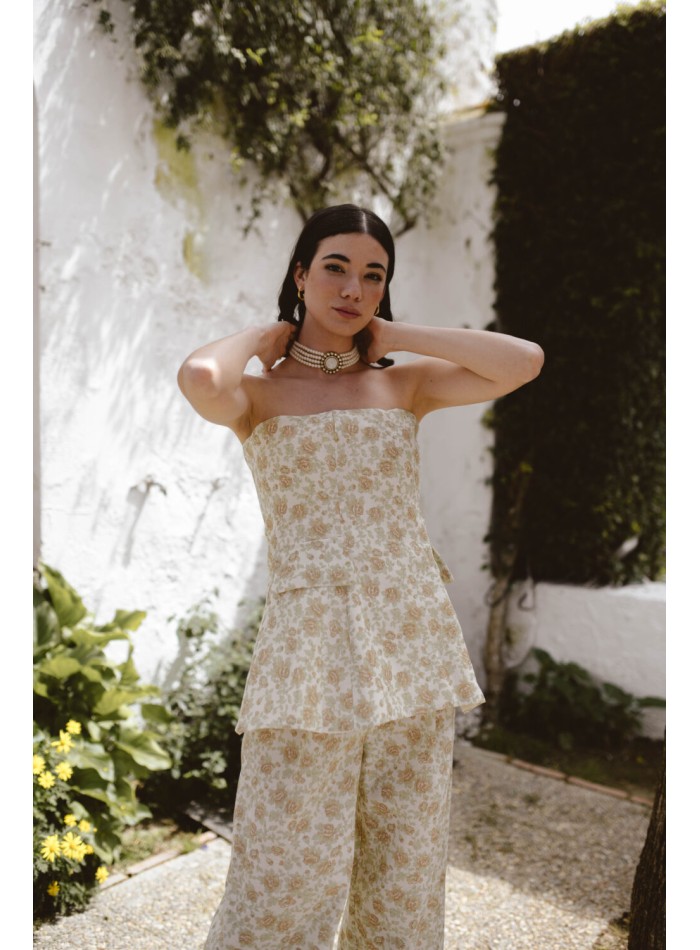 Top palabra de honor con estampado de flores