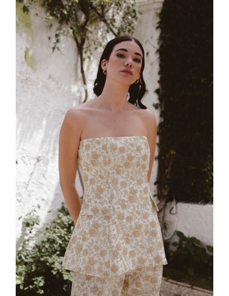 Top palabra de honor con estampado de flores