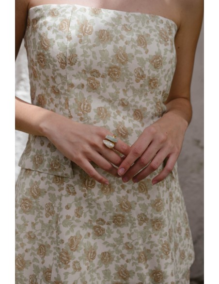 Strapless top with floral print