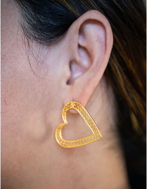 Gold plated heart party earrings