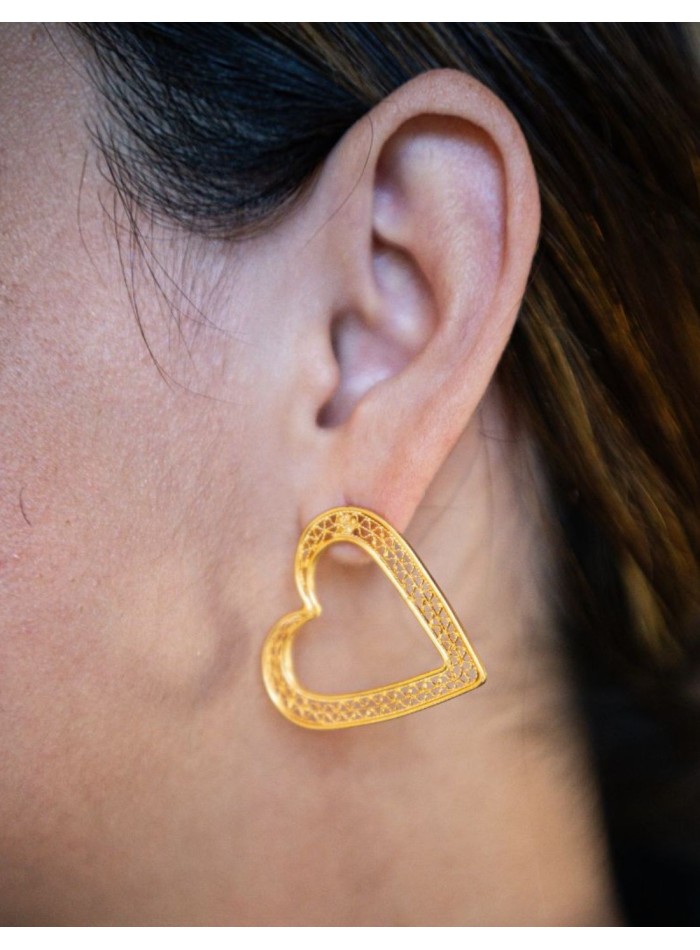 Boucles d'oreilles en forme de cœur plaqué or