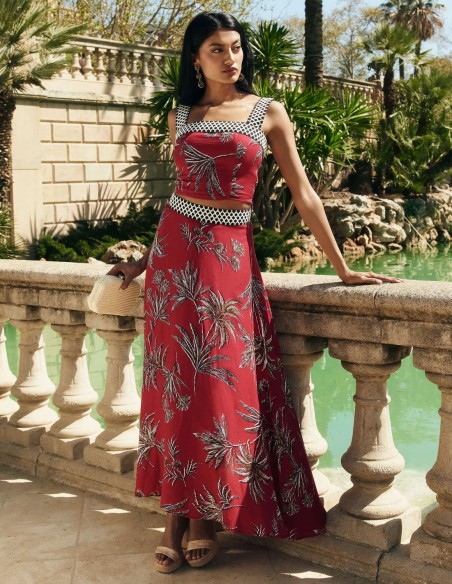 Top para invitada estampado de tirantes anchos