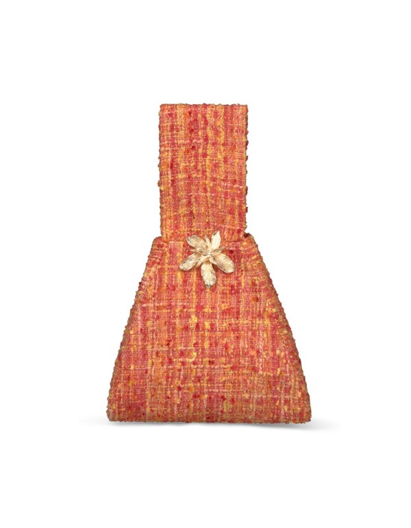 Bolso para invitada en tweed y aplique