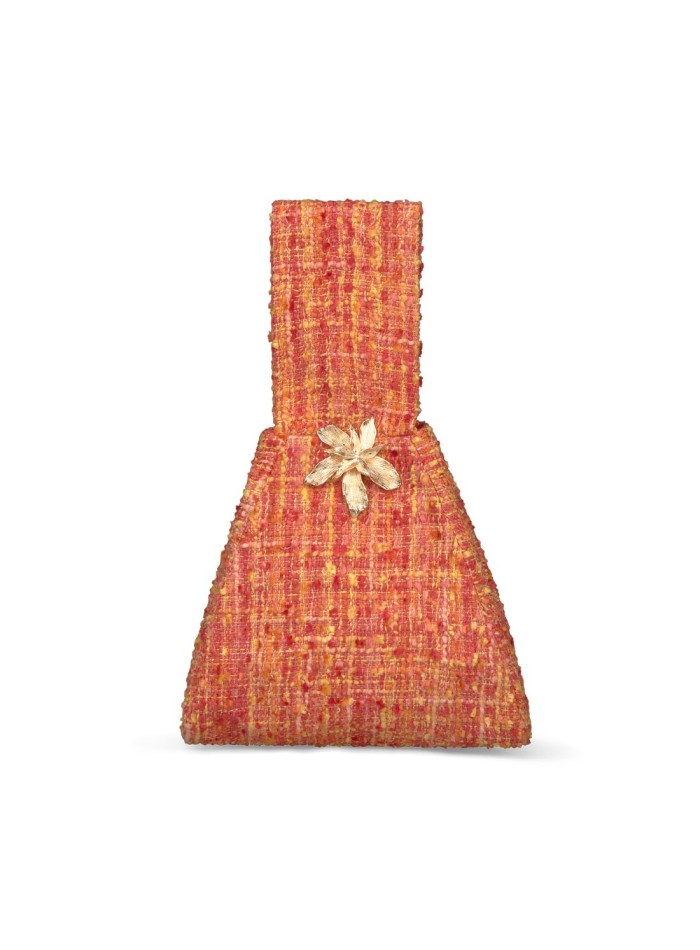 Bolso para invitada en tweed con aplique