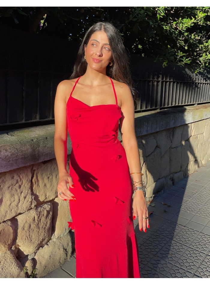 Vestido de fiesta largo rojo para invitada