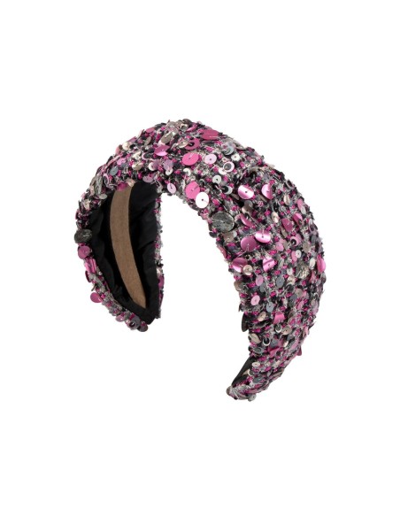 Diadema para invitada de lentejuelas y tweed