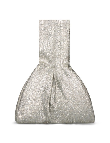 Bolso de fiesta en rafia metalizada con asa