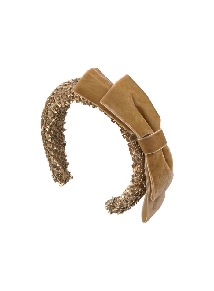 Diadema para invitada de lentejuelas y lazo de terciopelo