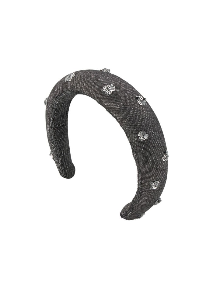 Diadema de invitada en negro metalizado con detalle de lentejuelas