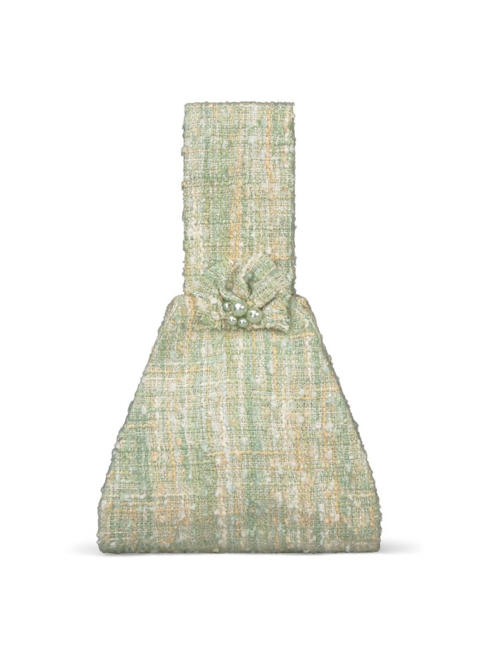 Bolso para invitada en tweed aguamarina