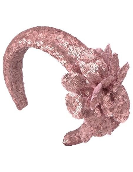 Diadema de invitada con lentejuelas y flor