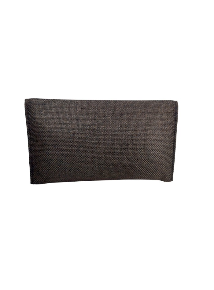 Sac à main en jute chocolat avec broche en pierre